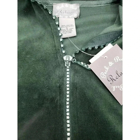 Peck & Peck Relaxed Emerald Green Velour Sweatshirt Women's Size Large NWT - Picture 2 of 10